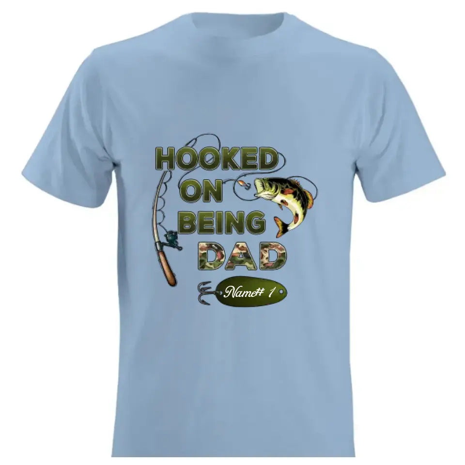 Hooked On Being Grandpa Papa Fishing Camouflage Personalized Shirt, Father's Day Gift For Grandpa, Dad, Husband