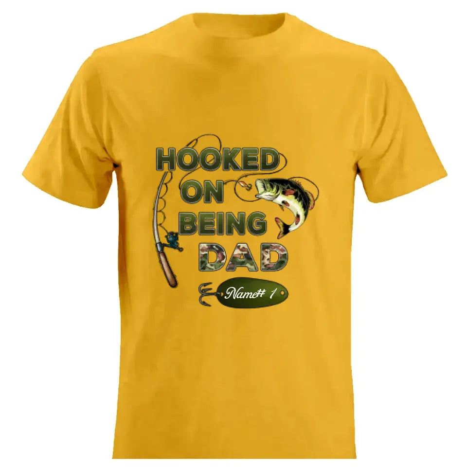 Hooked On Being Grandpa Papa Fishing Camouflage Personalized Shirt, Father's Day Gift For Grandpa, Dad, Husband