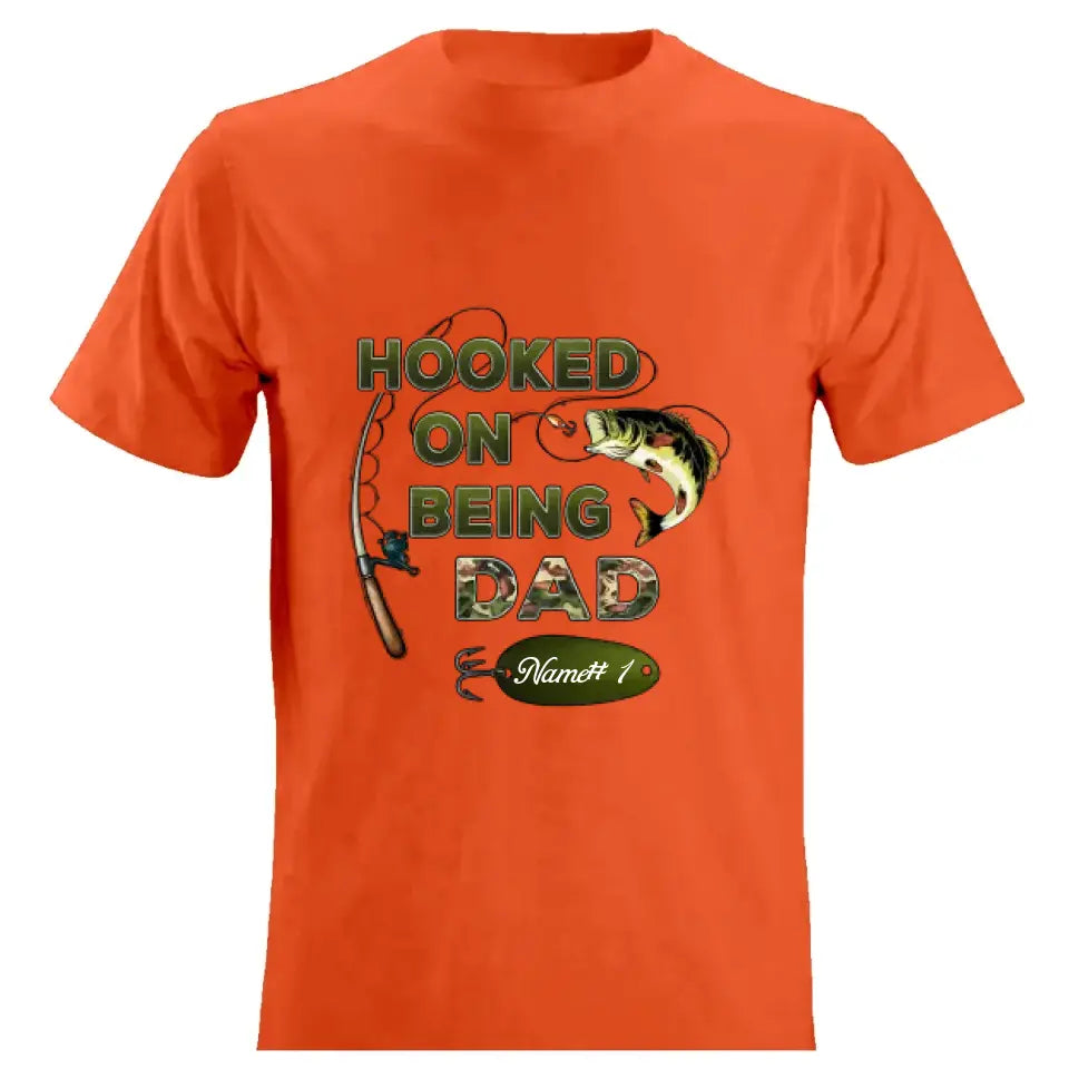 Hooked On Being Grandpa Papa Fishing Camouflage Personalized Shirt, Father's Day Gift For Grandpa, Dad, Husband