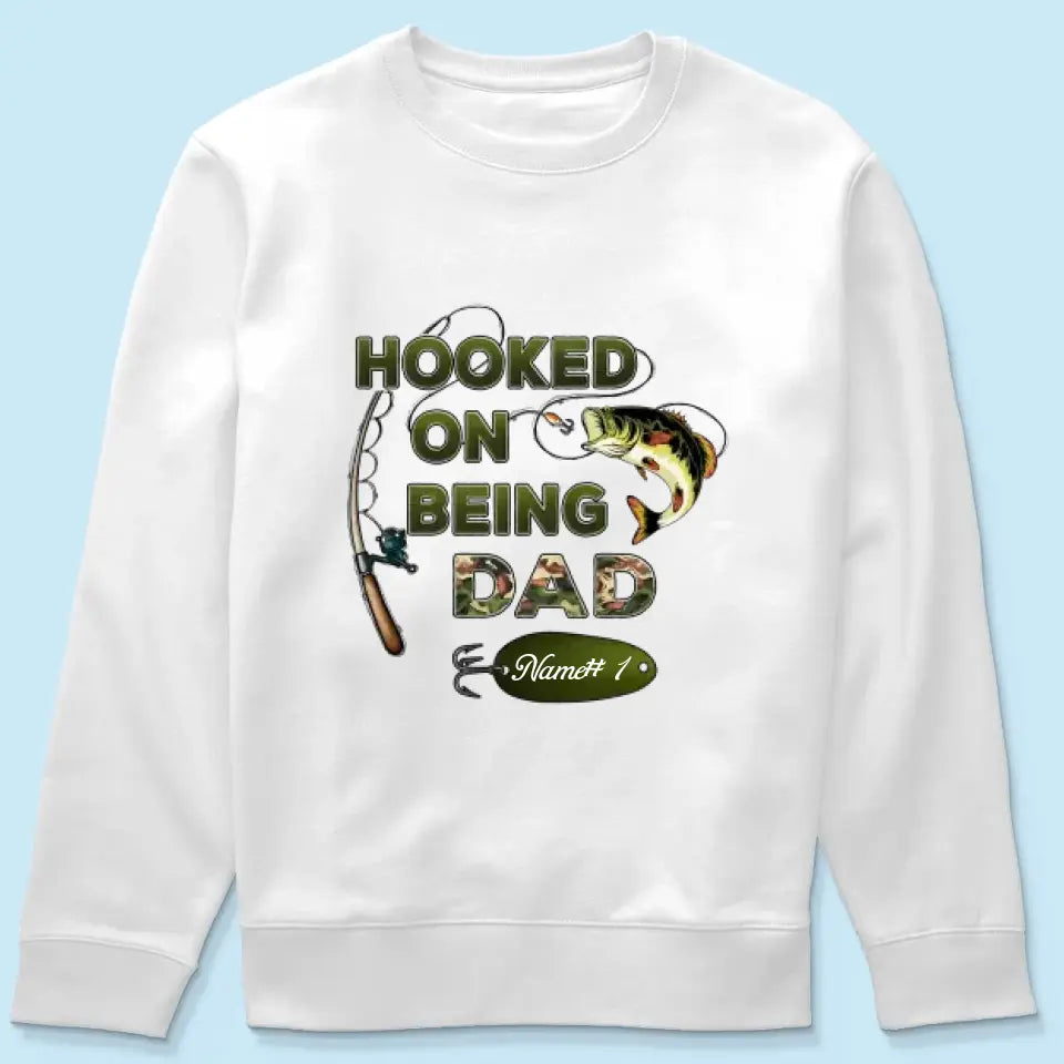 Hooked On Being Grandpa Papa Fishing Camouflage Personalized Shirt, Father's Day Gift For Grandpa, Dad, Husband