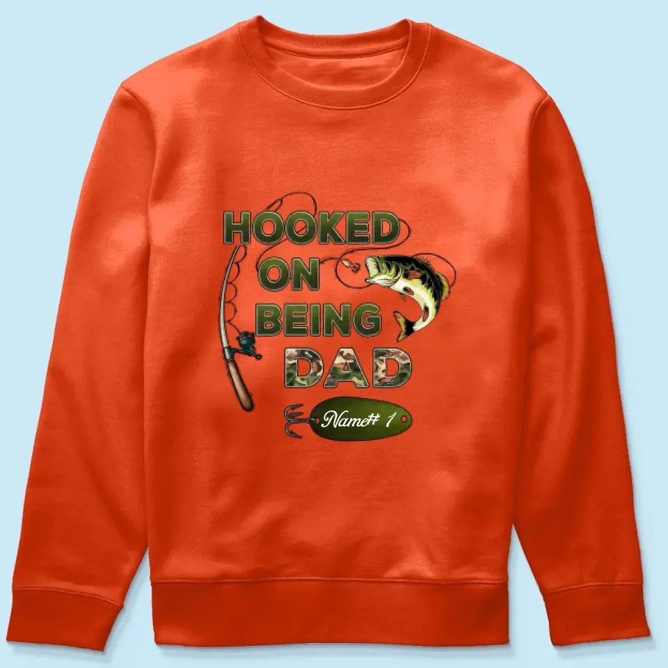 Hooked On Being Grandpa Papa Fishing Camouflage Personalized Shirt, Father's Day Gift For Grandpa, Dad, Husband