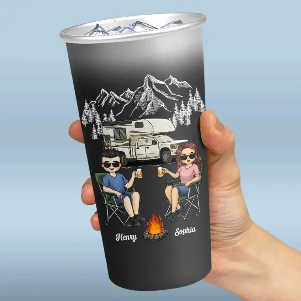 Making Memories At A Time - Camping Personalized Custom Aluminum Changing Color Cup - Gift For Husband Wife, Camping Lovers