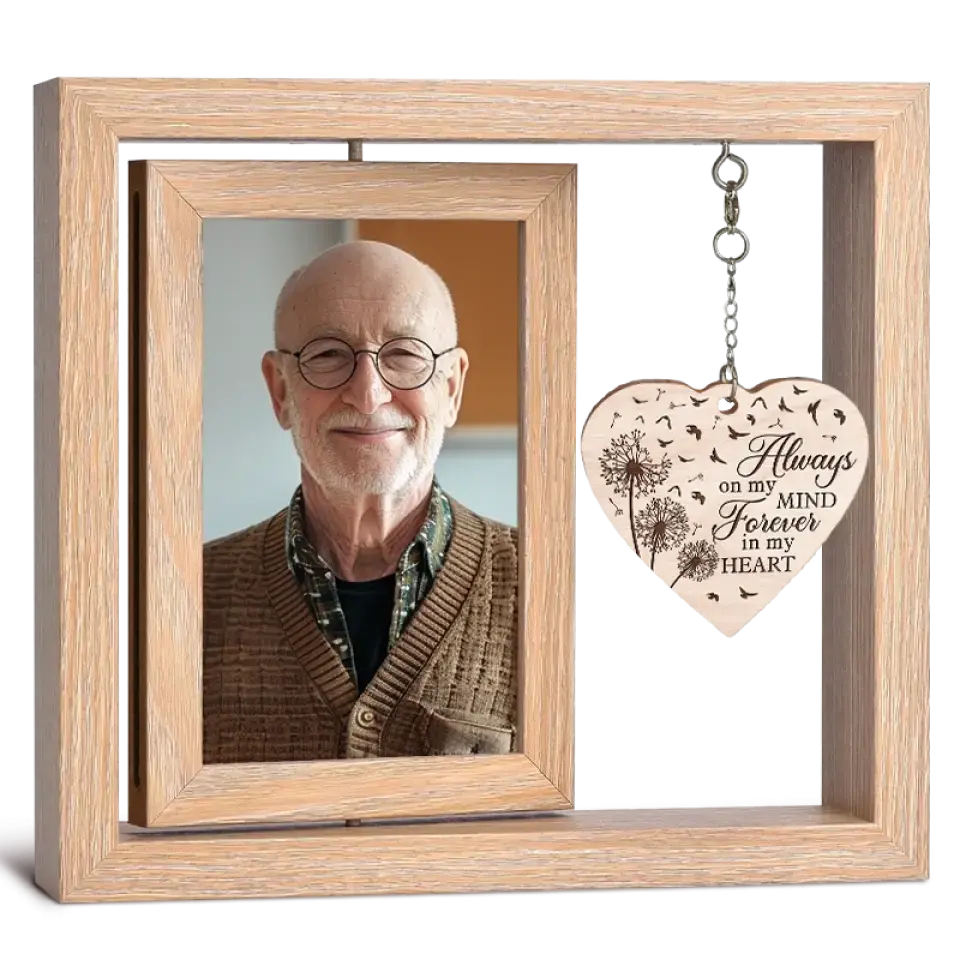 We Miss You And Love You Always - Memorial Personalized Custom Rotating Wooden Picture Frame - Sympathy Gift For Family Members