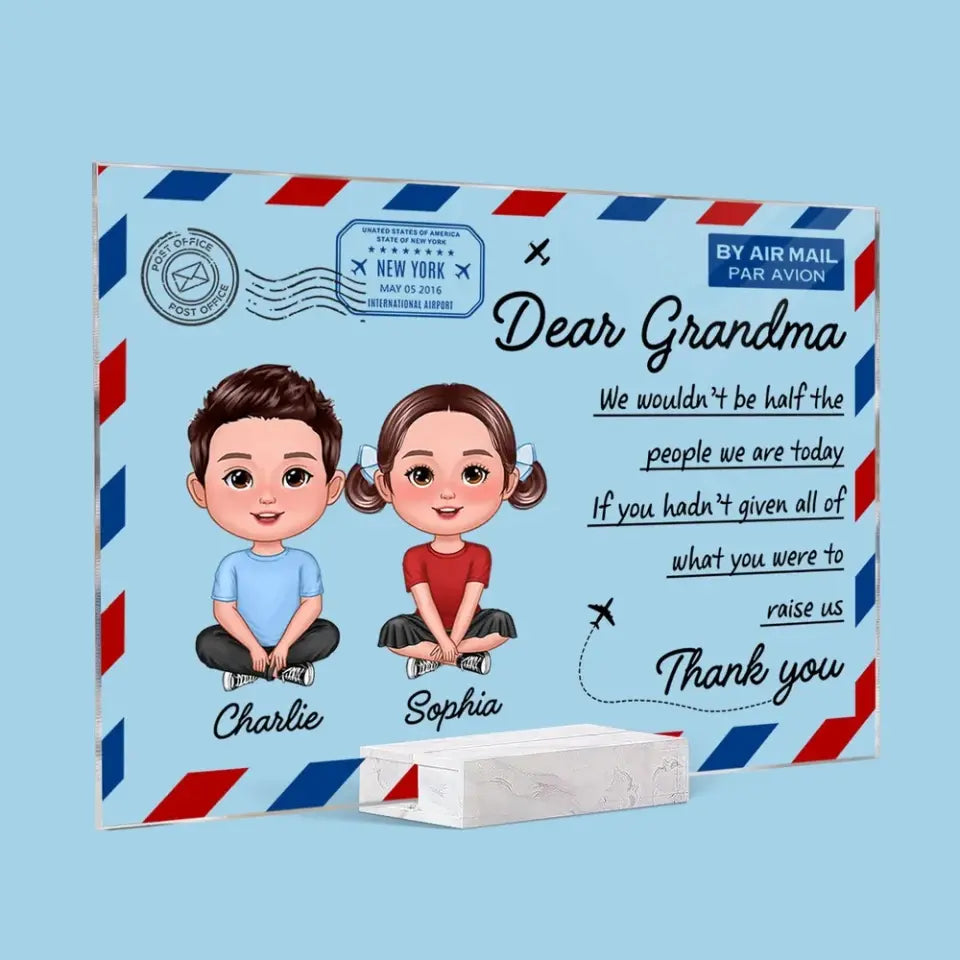 Dear Mom Grandma Doll Kids Envelope Personalized Acrylic Plaque