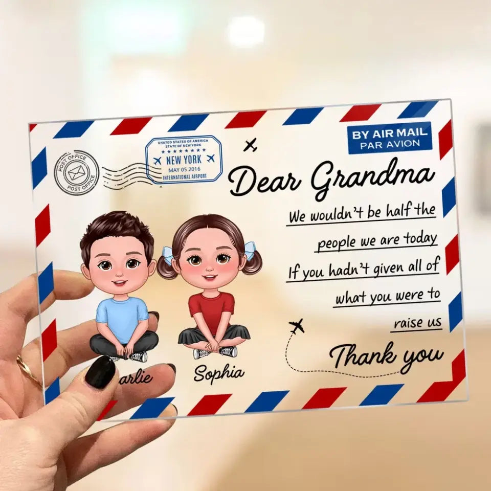 Dear Mom Grandma Doll Kids Envelope Personalized Acrylic Plaque