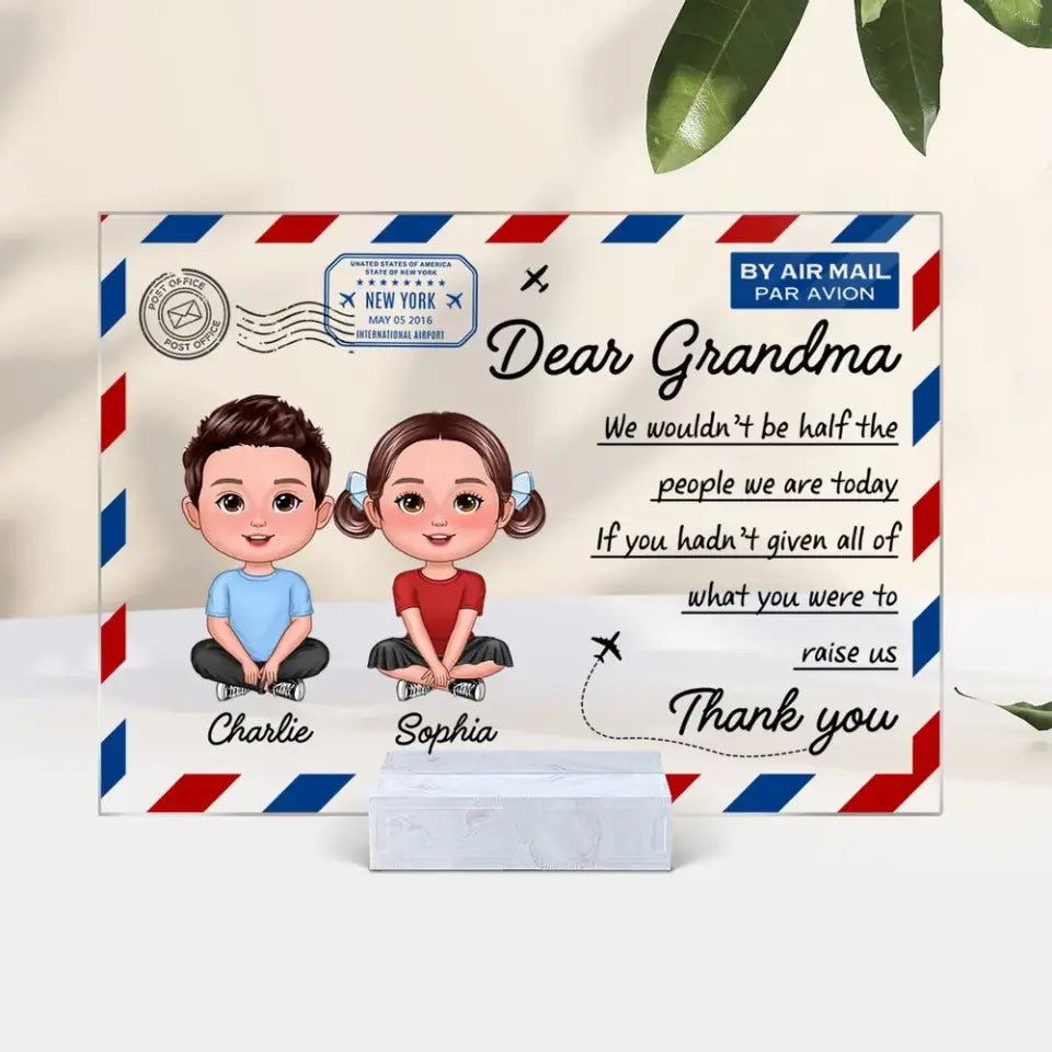 Dear Mom Grandma Doll Kids Envelope Personalized Acrylic Plaque