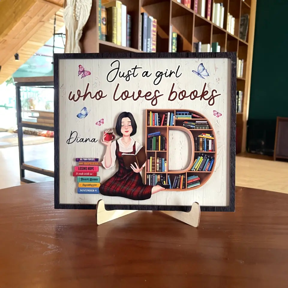 Personalized Gifts For Book Lovers Wood Sign Just A Girl Who Loves Books