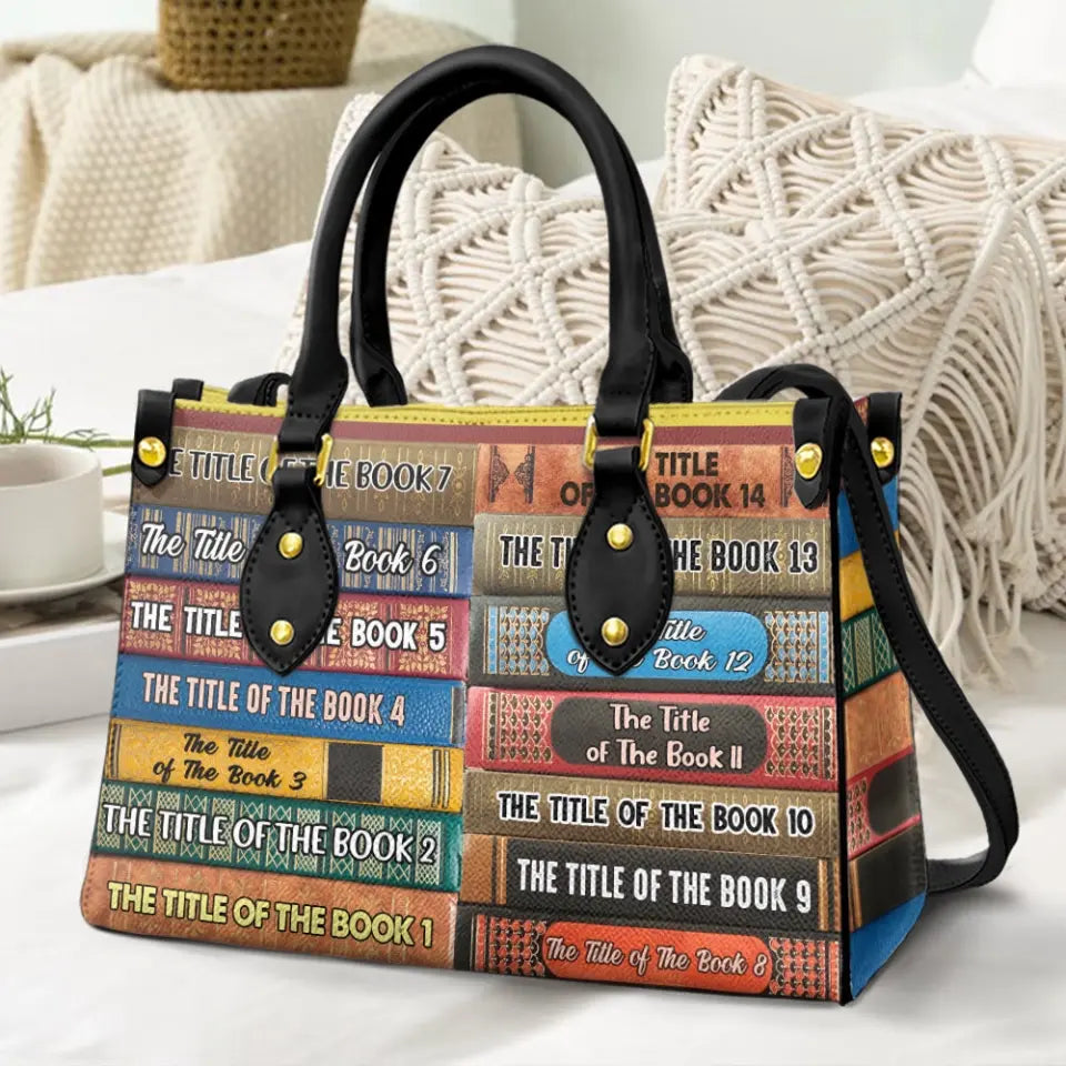 Custom Book Titles Personalized Book Leather Bag Gift For Book Lovers