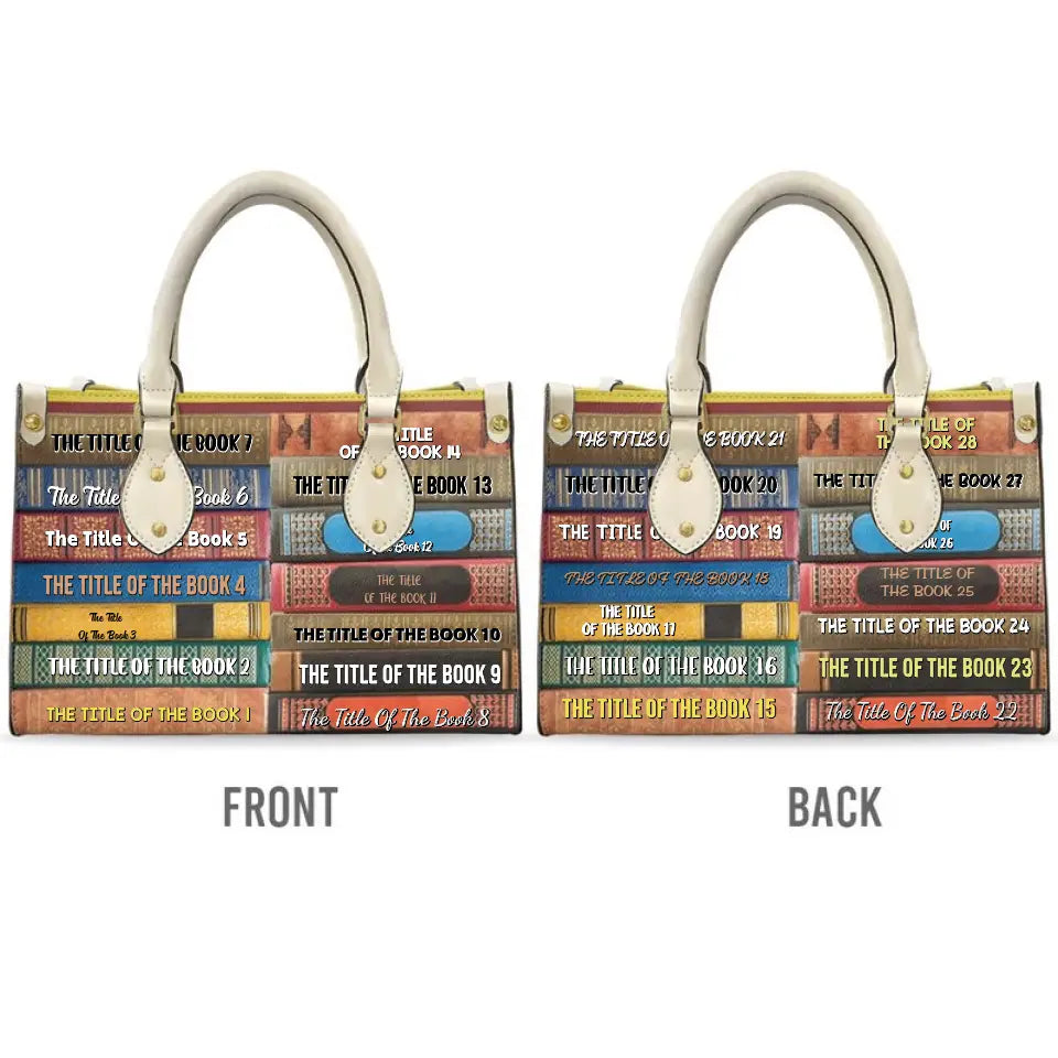 Custom Book Titles Personalized Book Leather Bag Gift For Book Lovers