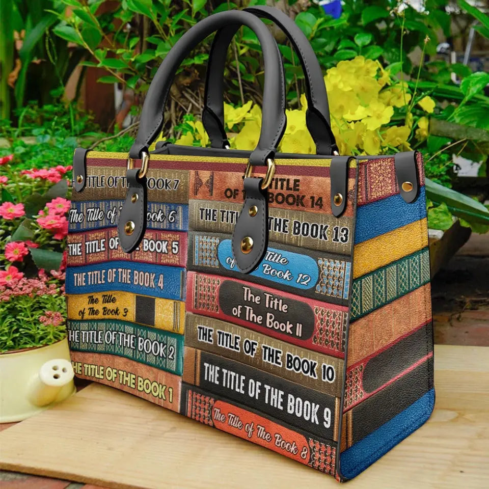 Custom Book Titles Personalized Book Leather Bag Gift For Book Lovers