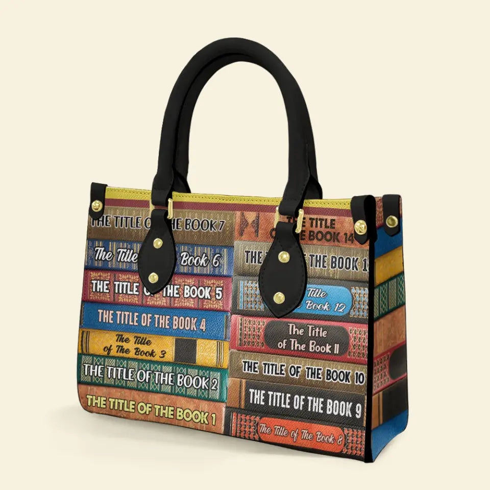 Custom Book Titles Personalized Book Leather Bag Gift For Book Lovers