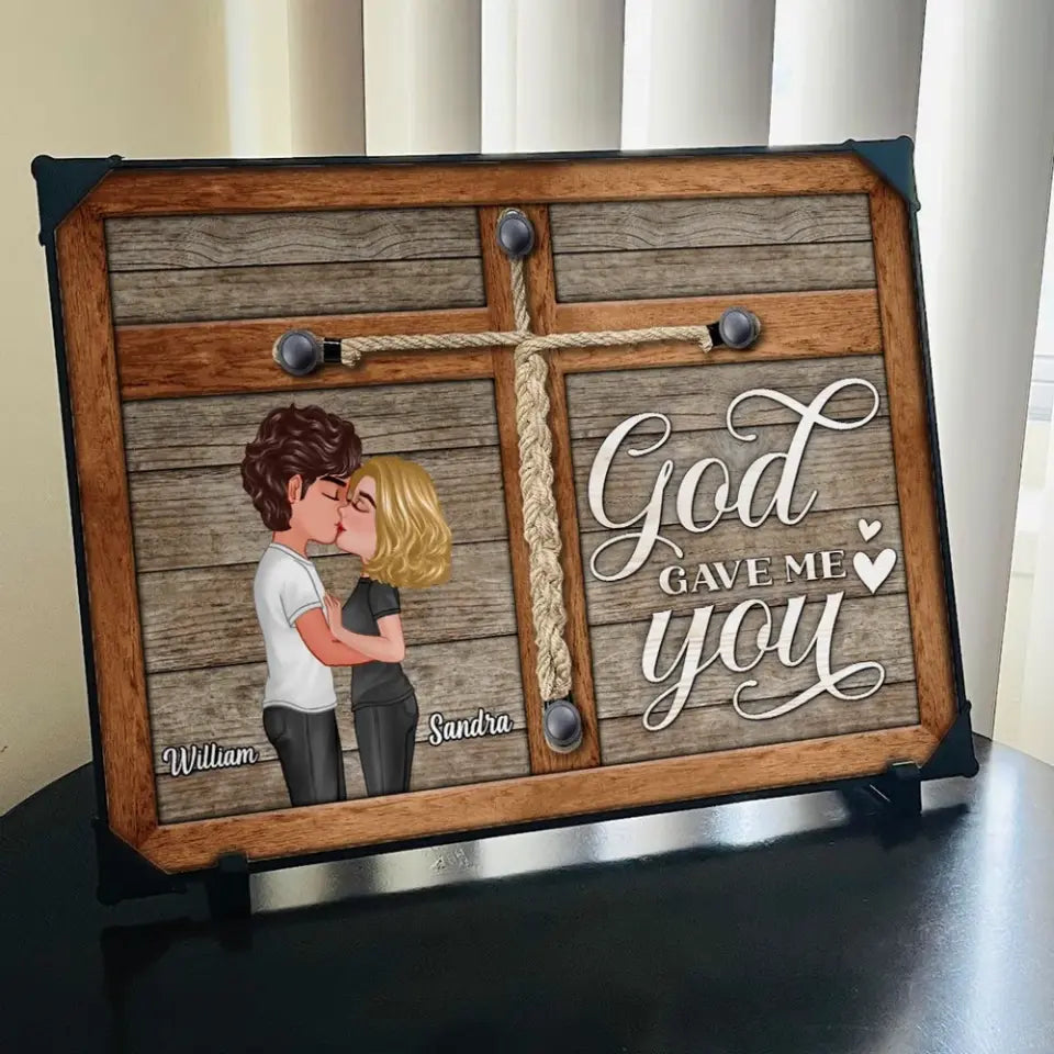 God Gave Me You Kissing Couple Gift For Him Her Personalized Poster