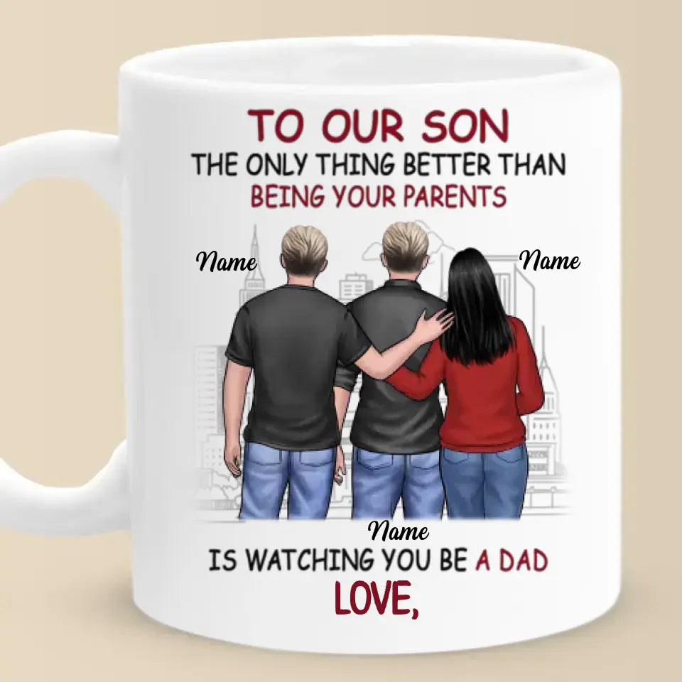 Proud Of You - Family Personalized Custom Mug - Father's Day, Gift For Son