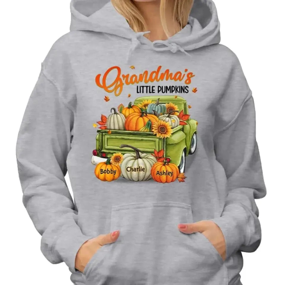 Grandma's Little Pumpkins Personalized Shirt - Fall Season Gift For Grandma