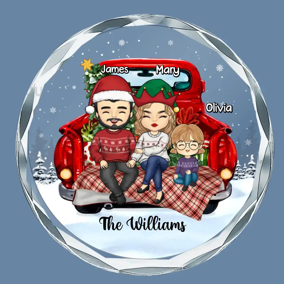 Christmas Is All About Love And Family - Family Personalized Custom Circle Glass Ornament - Christmas Gift For Family Members