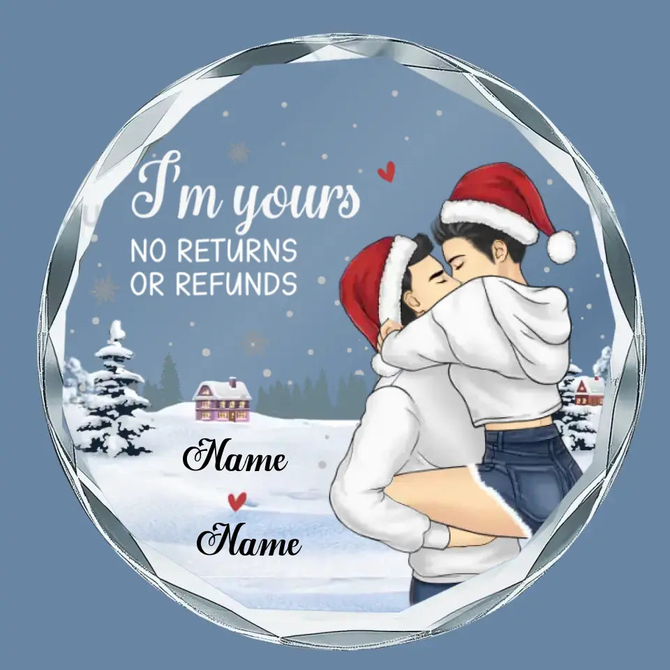 Our First Christmas - Couple Personalized Custom Circle Glass Ornament - Gift For Husband Wife, Anniversary