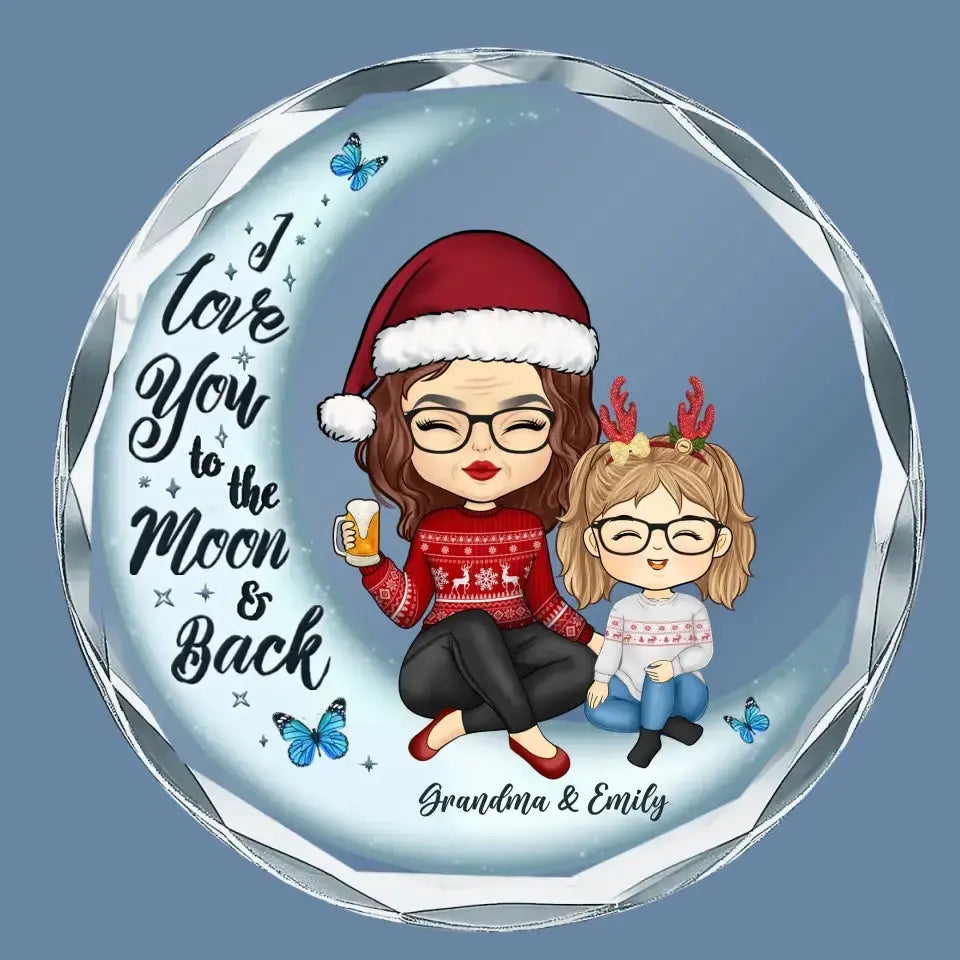 Unfathomable Reach, My Boundless Love - Family Personalized Custom Circle Glass Ornament - Christmas Gift For Mom, Grandma