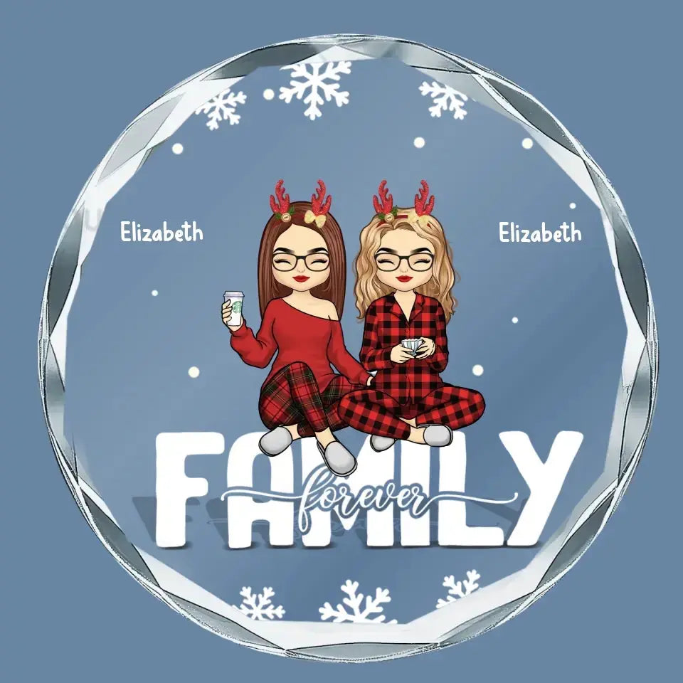 Family Forever - Family Personalized Custom Circle Glass Ornament - Gift For Family Members