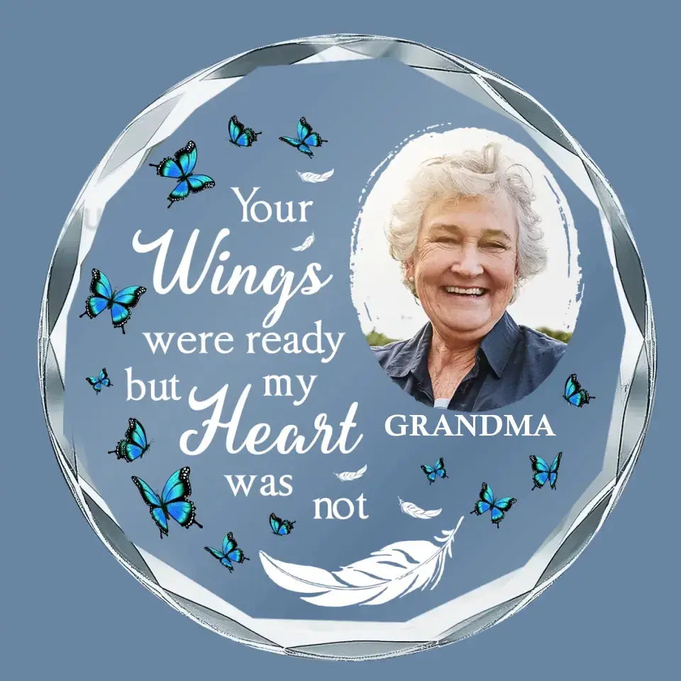 Custom Photo Loving You Forever - Memorial Personalized Custom Circle Glass Ornament - Sympathy Gift For Family Members