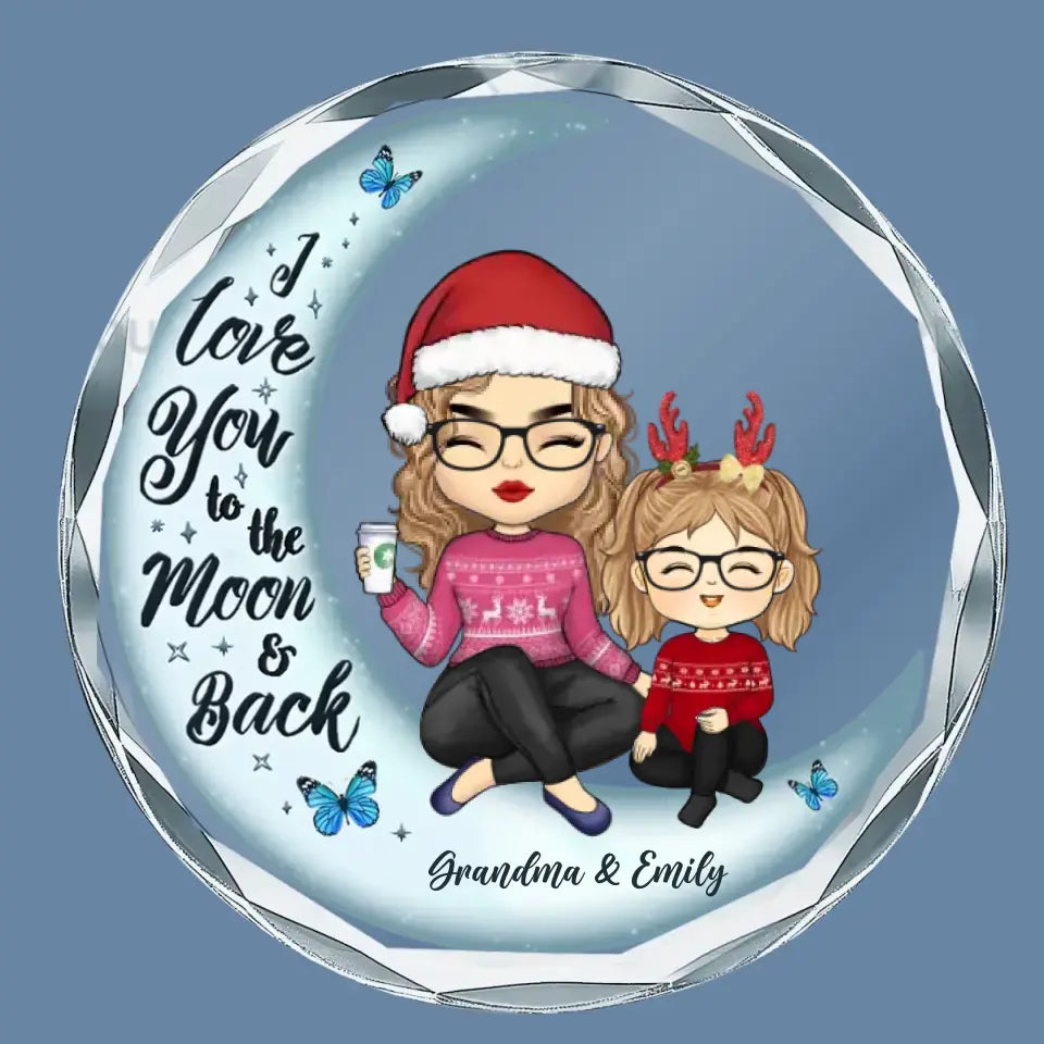 Unfathomable Reach, My Boundless Love - Family Personalized Custom Circle Glass Ornament - Christmas Gift For Mom, Grandma