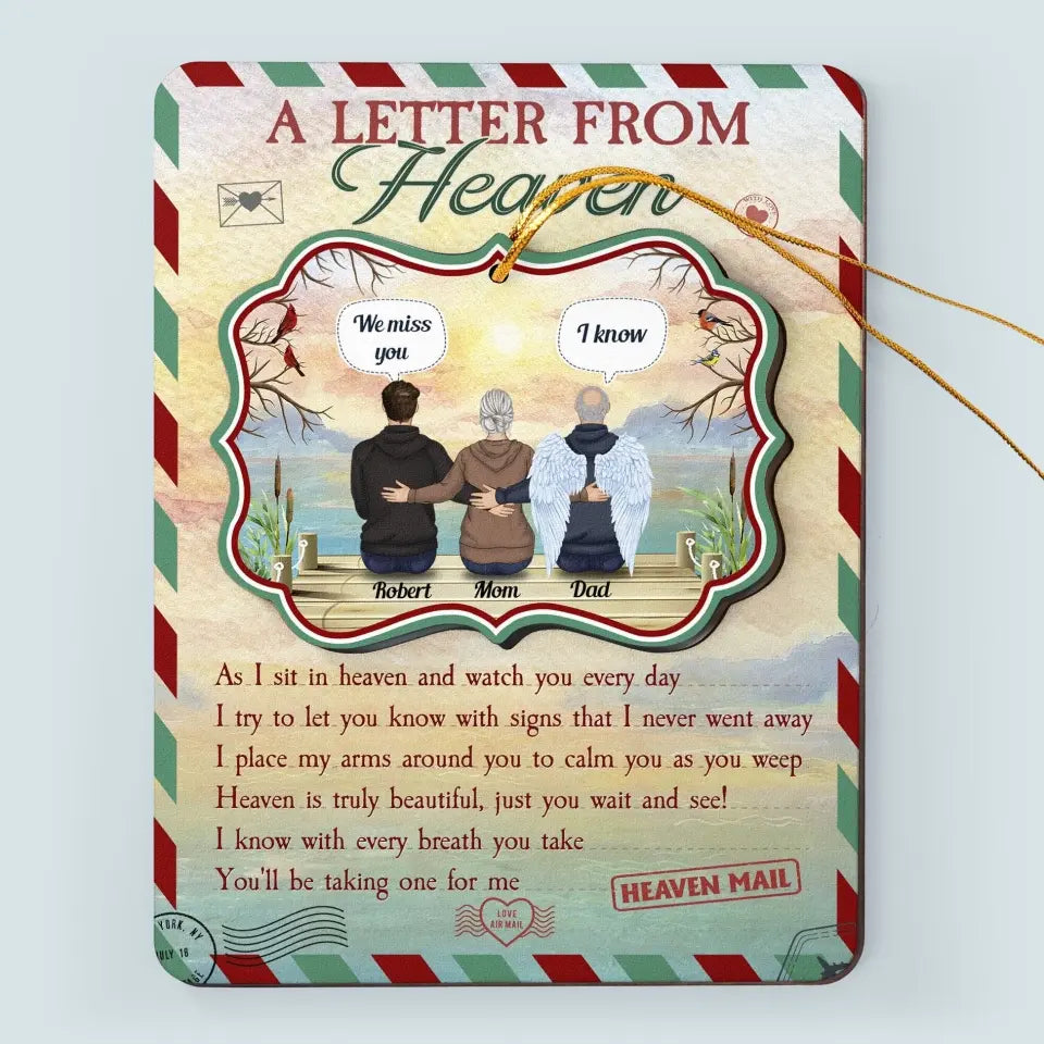 A Letter From Heaven To You - Personalized Wooden Card With Pop Out Ornament