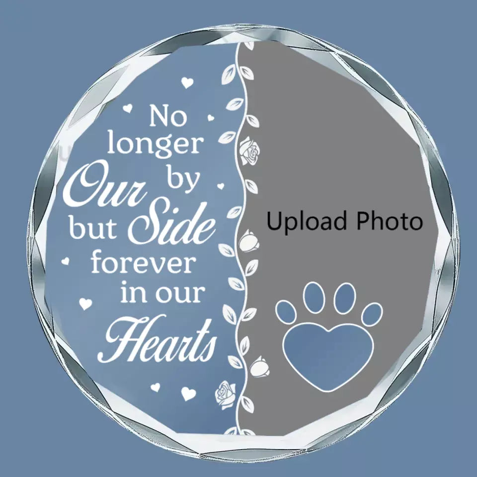 Custom Photo Forever In Our Hearts - Memorial Personalized Custom Circle Glass Ornament - Christmas Gift, Sympathy Gift For Pet Owners, Pet Lovers