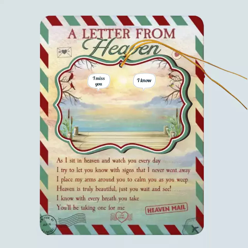 A Letter From Heaven To You - Personalized Wooden Card With Pop Out Ornament