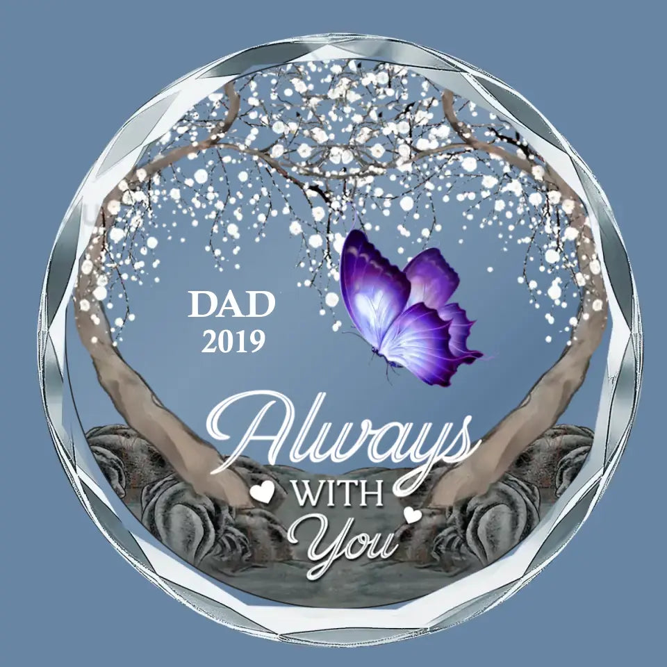 We're Always With You - Memorial Personalized Custom Circle Glass Ornament - Sympathy Gift For Family Members