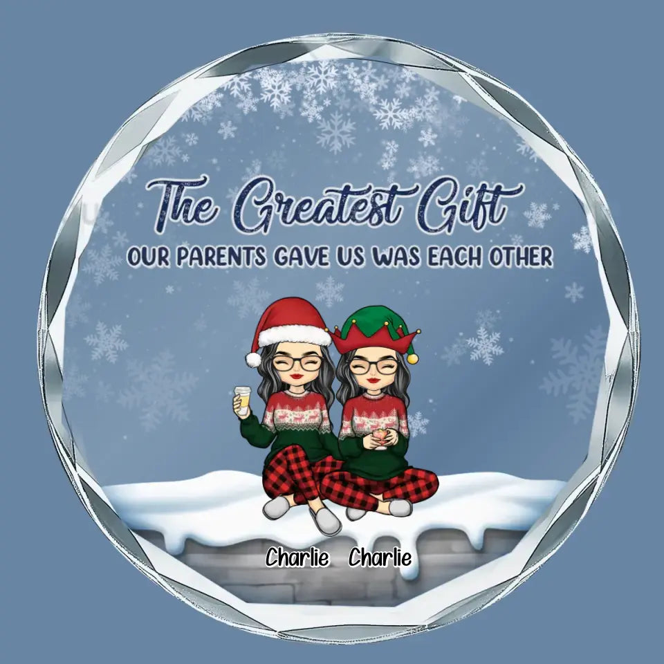 The Greatest Gift Our Parents Gave Us - Family Personalized Custom Circle Glass Ornament - Christmas Gift For Family Members