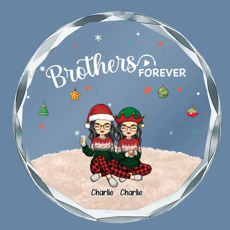 Family Makes The Season Bright - Family Personalized Custom Circle Glass Ornament - Christmas Gift For Family Members