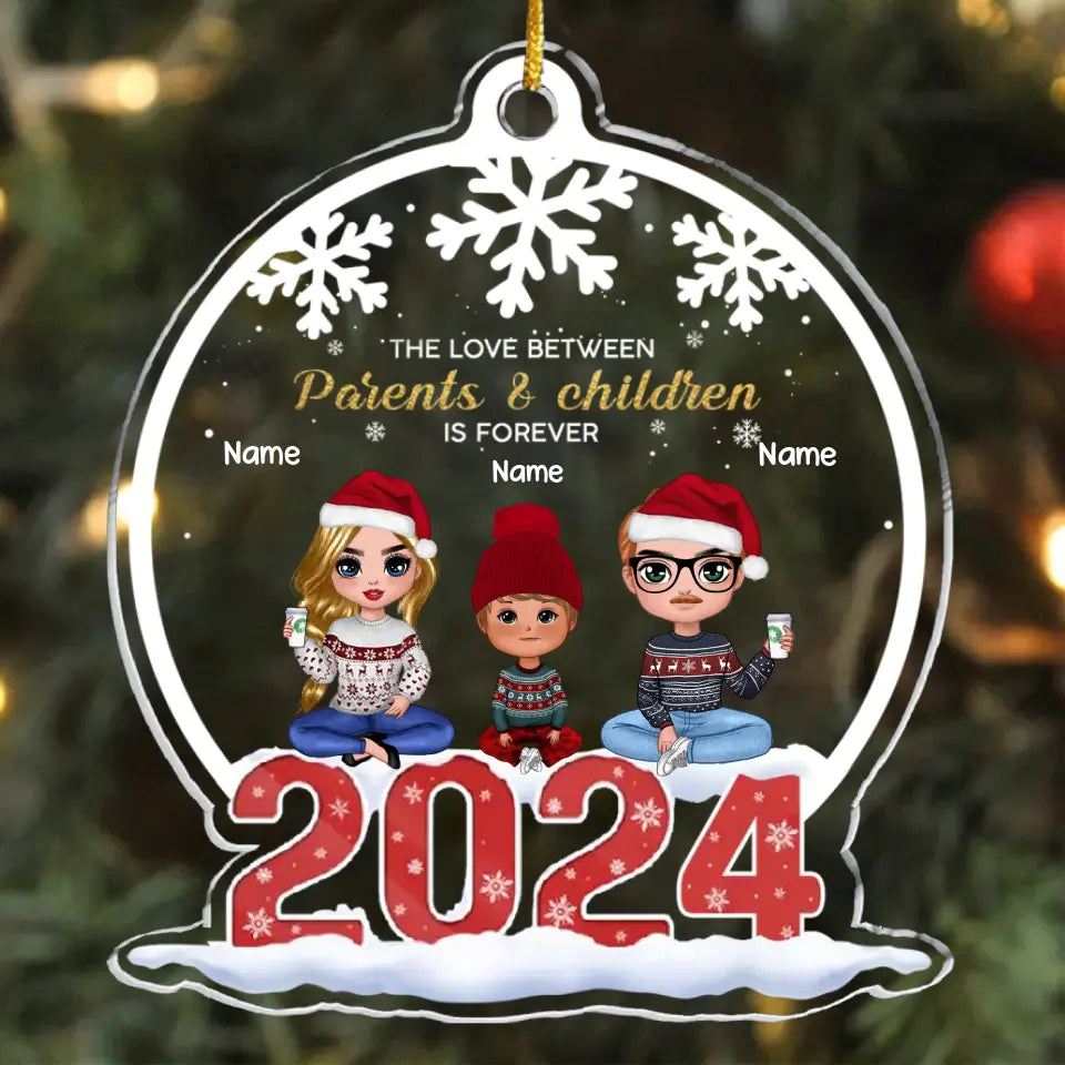 Family Sitting Together - Family Personalized Custom Ornament - Acrylic Ornament - Christmas Gift For Family Members