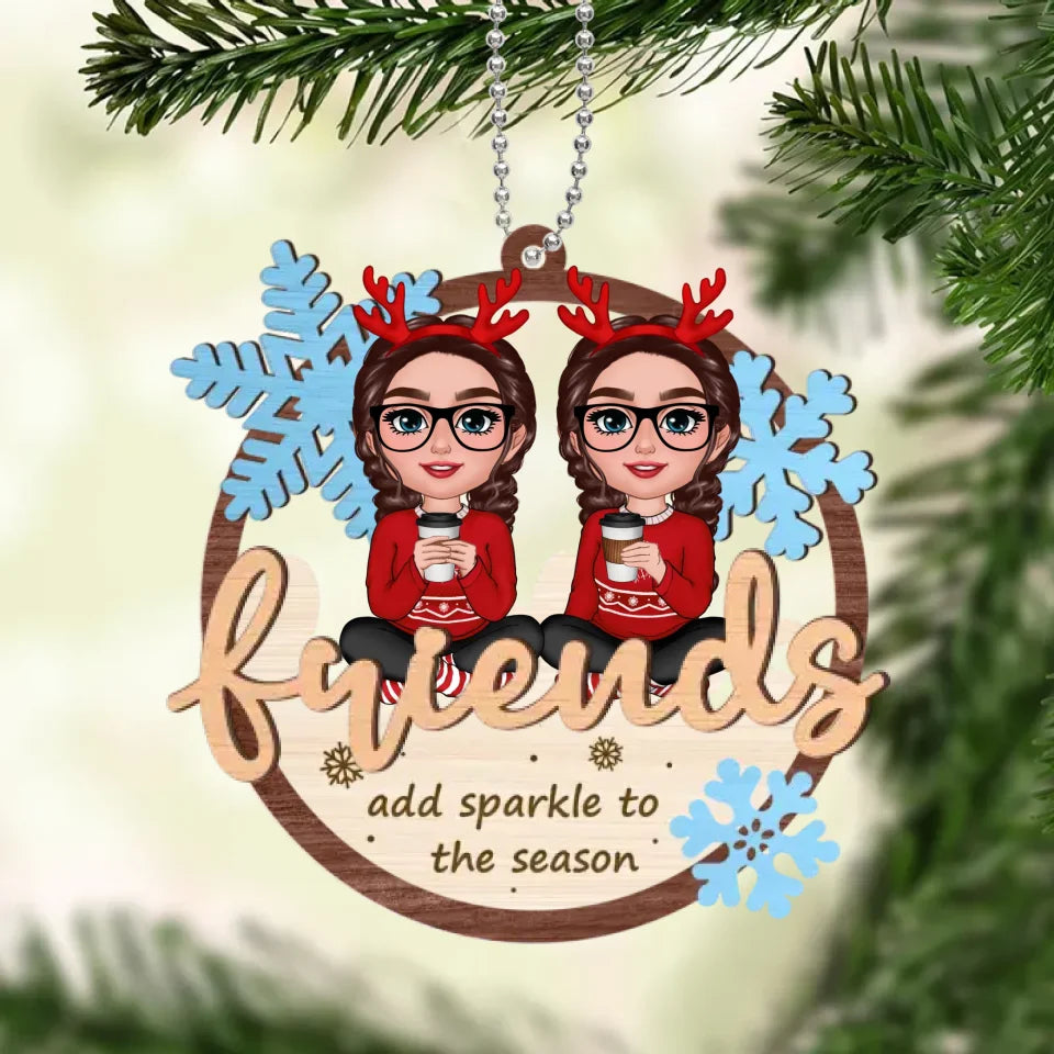 Best Friends Are Snowflake Personalized 2-Layer Wooden Ornament