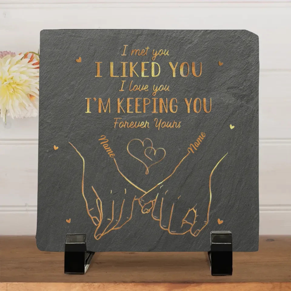 My Heart Is Perfect Because You Are Inside - Couple Personalized Custom Square Shaped Stone With Stand - Gift For Husband Wife, Anniversary