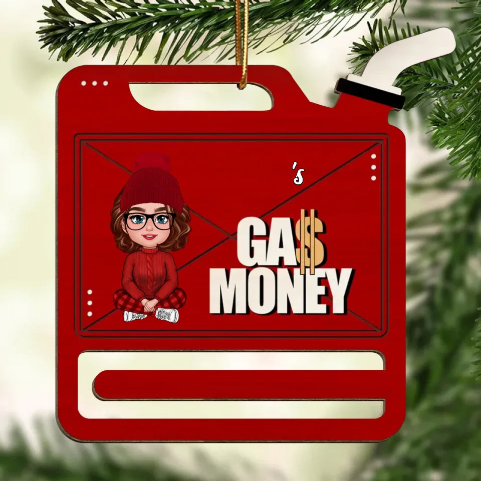 Gas Can Shaped Personalized Gas Money Wooden Holder Ornament, Unique Christmas Gift For Teenage Driver, Funny 16 Birthday Gift