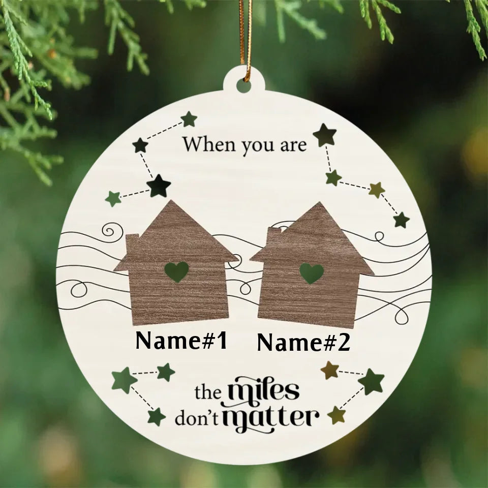 Wish You Lived Next Door Family Besties Siblings Personalized 2-Layer Wooden Ornament