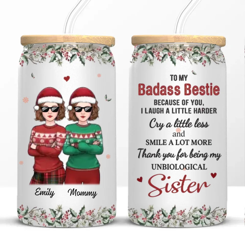 Thanks For Being My Unpaid Therapist - Bestie Personalized Custom Glass Cup, Iced Coffee Cup - Gift For Best Friends, BFF, Sisters, Coworkers copy
