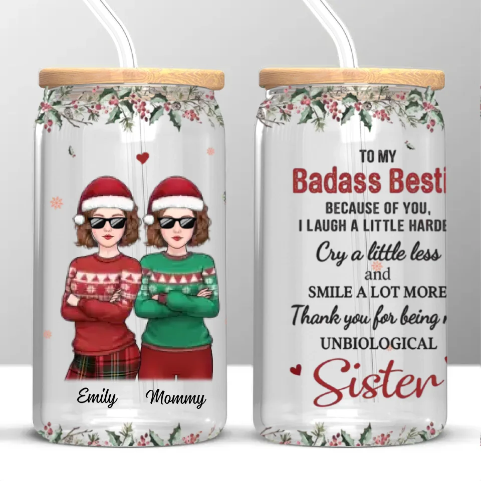 Thanks For Being My Unpaid Therapist - Bestie Personalized Custom Glass Cup, Iced Coffee Cup - Gift For Best Friends, BFF, Sisters, Coworkers copy