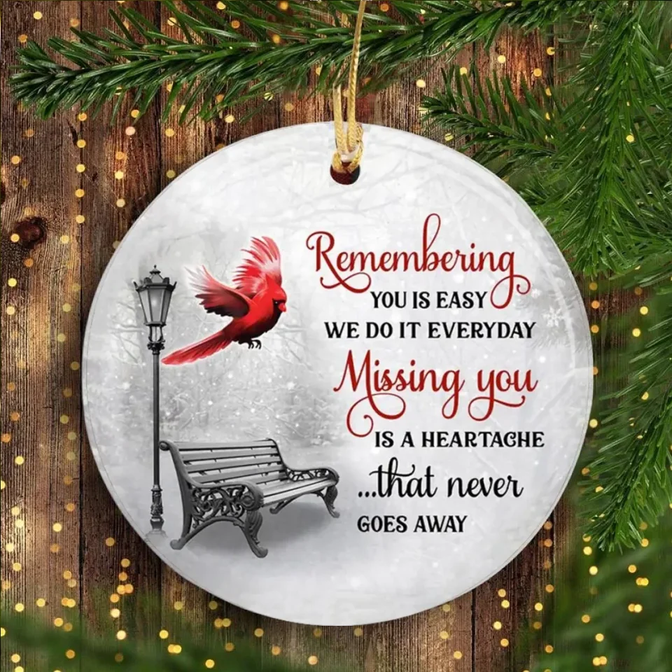 Cardinals Winter Snow Family Memorial Christmas Personalized Circle Ornament