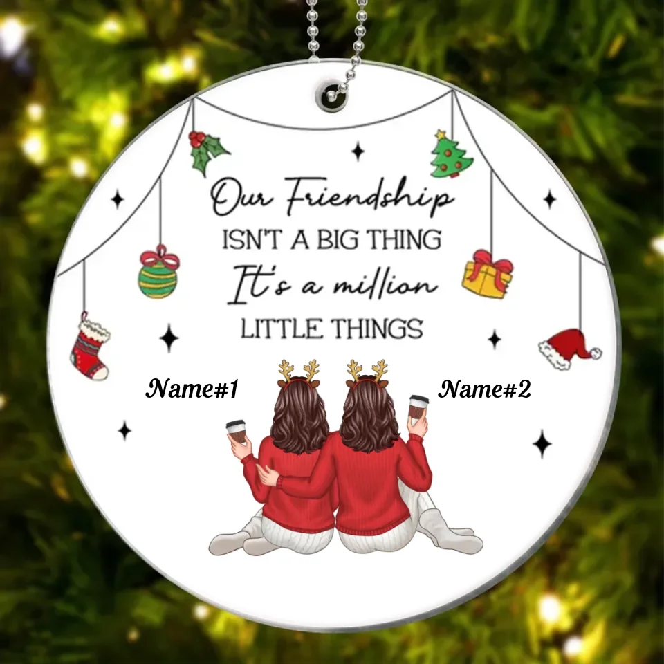 Friendship Million Little Things Personalized Circle Ceramic Ornament, Christmas Gift for Best Friends