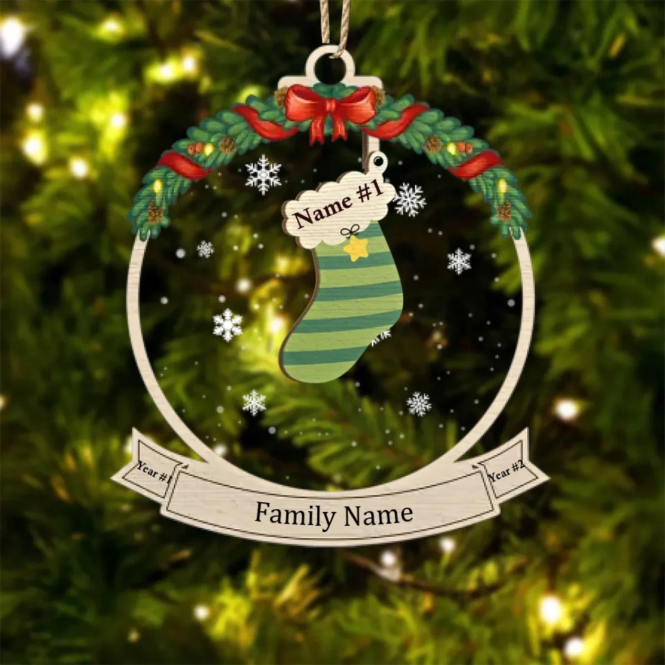 Family Christmas Stockings - Christmas Gift - Personalized 2-Layered Mix Ornament