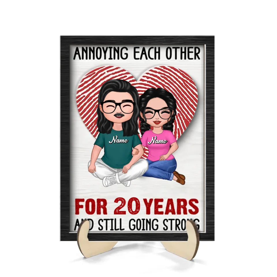 Annnoying Each Other Couple Personalized 2-Layer Wooden Plaque