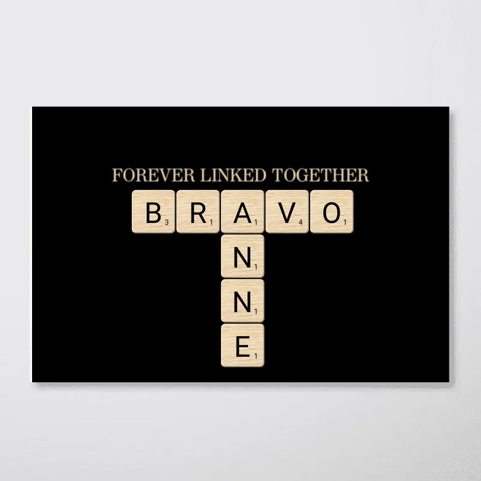 Grandparents & Grandkids Forever Linked Together Crossword Puzzle Personalized Poster, Unique 2024 Christmas Gift For Large Family, Parent, Grandparents, Siblings, Brothers, Sisters