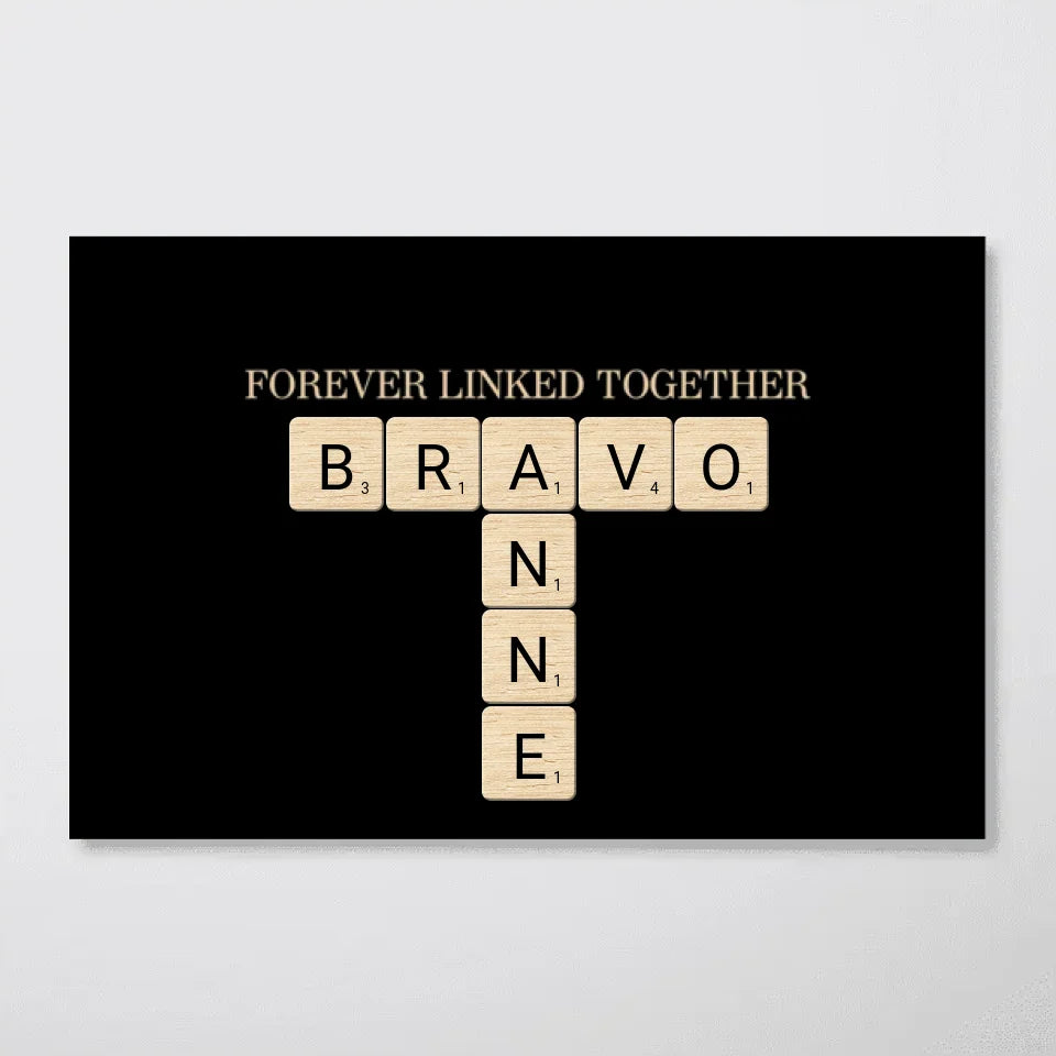 Grandparents & Grandkids Forever Linked Together Crossword Puzzle Personalized Poster, Unique 2024 Christmas Gift For Large Family, Parent, Grandparents, Siblings, Brothers, Sisters