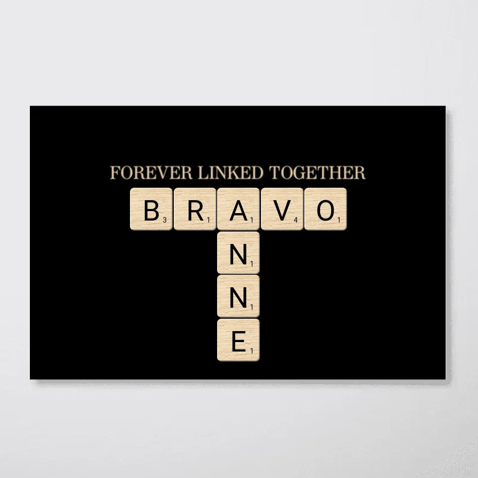 Grandparents & Grandkids Forever Linked Together Crossword Puzzle Personalized Poster, Unique 2024 Christmas Gift For Large Family, Parent, Grandparents, Siblings, Brothers, Sisters