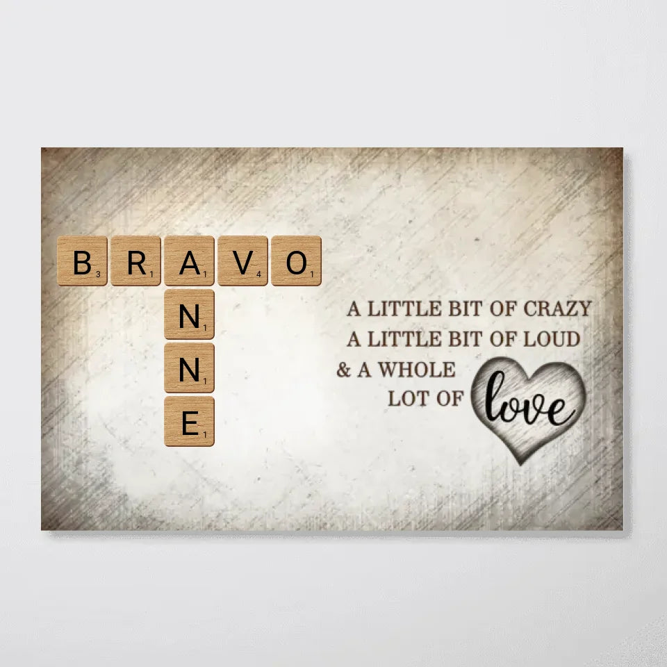 Family Whole Lot Of Love Crossword Puzzle Art - Captured In A Moment, Cherished For A Lifetime Personalized Poster