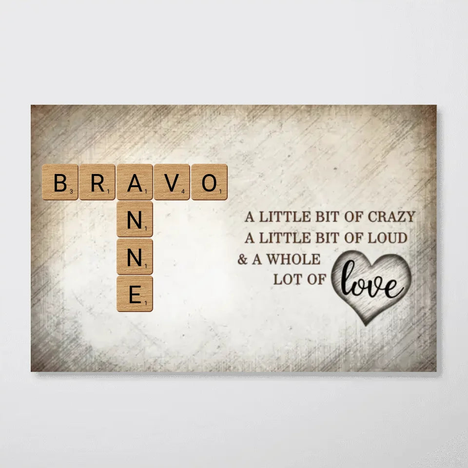 Family Whole Lot Of Love Crossword Puzzle Art - Captured In A Moment, Cherished For A Lifetime Personalized Poster