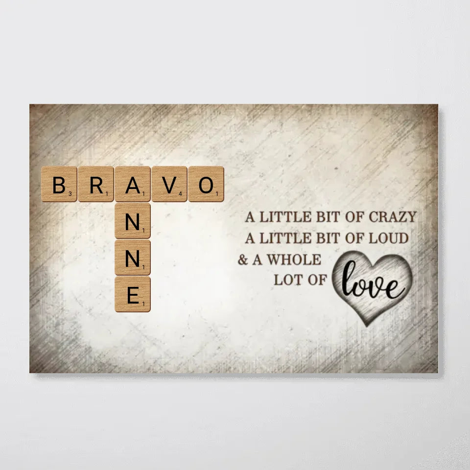 Family Whole Lot Of Love Crossword Puzzle Art - Captured In A Moment, Cherished For A Lifetime Personalized Poster