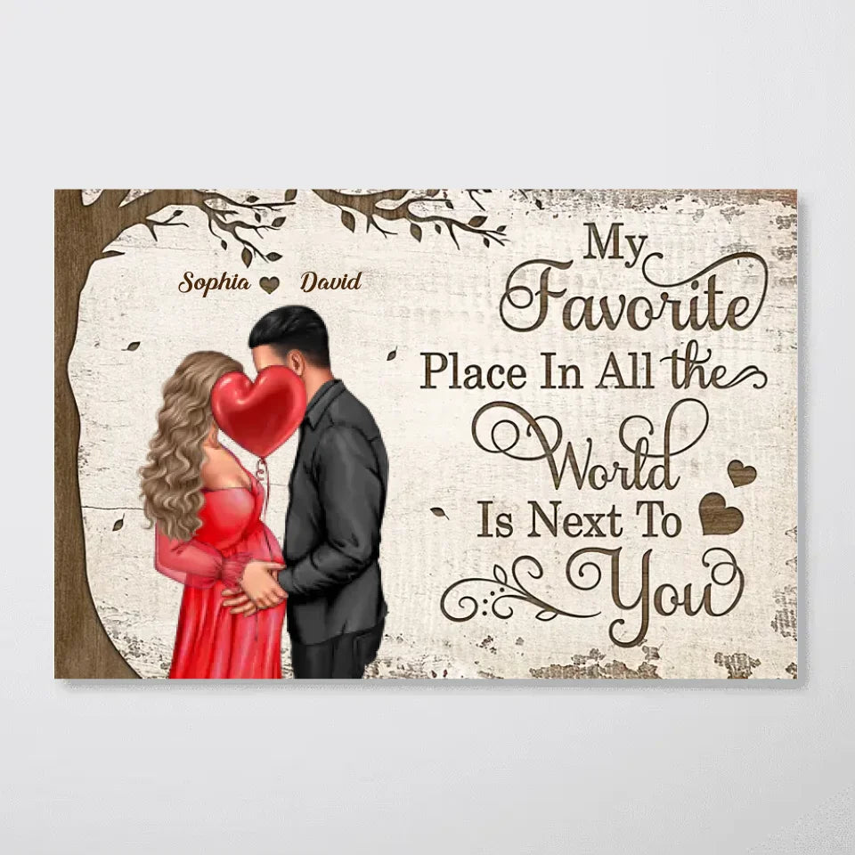 Favorite Place In The World Pregnancy Couple Personalized Poster, Gift For Him, For Her