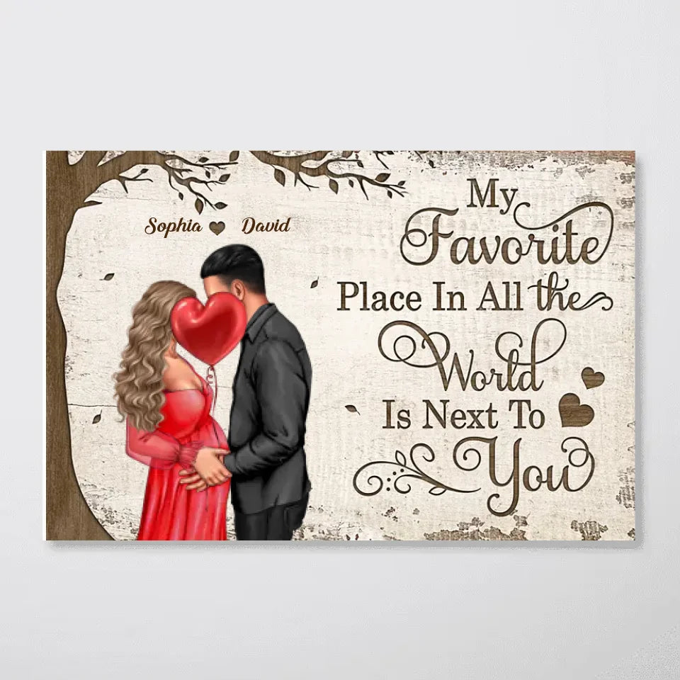 Favorite Place In The World Pregnancy Couple Personalized Poster, Gift For Him, For Her