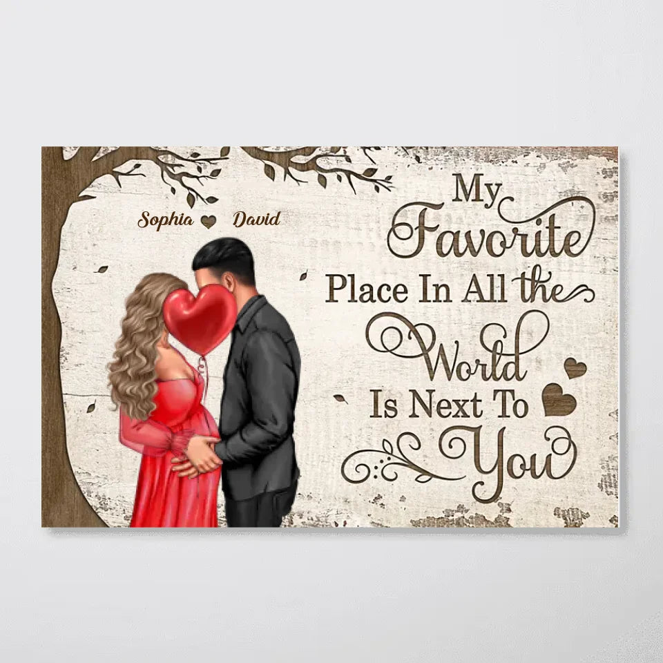 Favorite Place In The World Pregnancy Couple Personalized Poster, Gift For Him, For Her